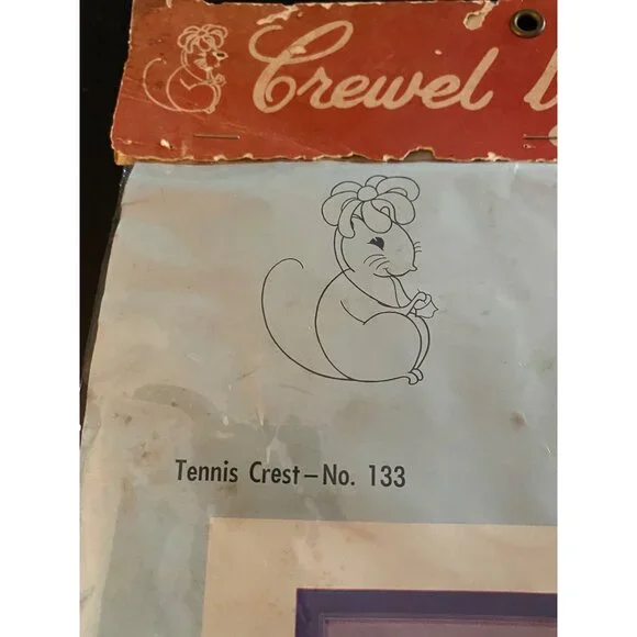 Vintage Crewel by Cathy Tennis Crest 133 EmbroideryTaint Braggin if you can do i - Picture 3 of 5